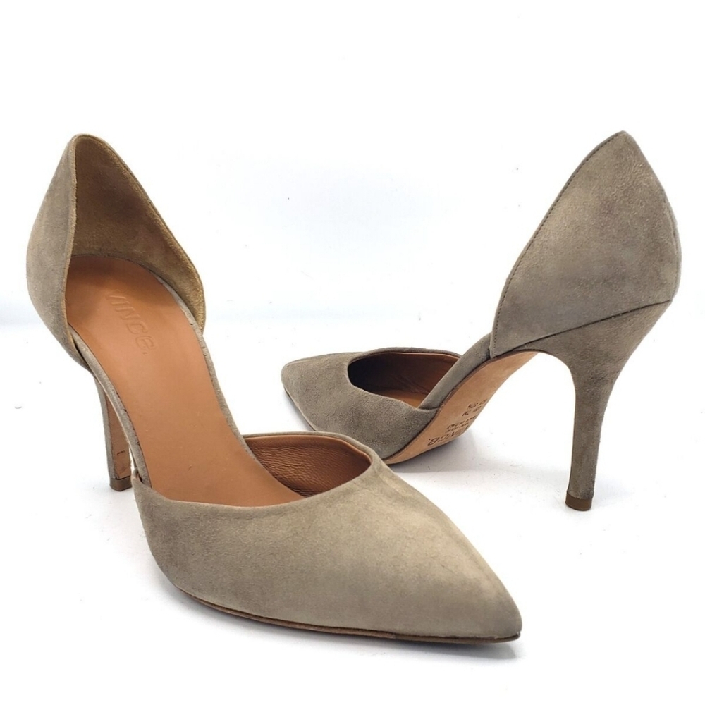 Vince. Celeste d' Orsay suede tan point toe slip on heels pumps sz 7.5